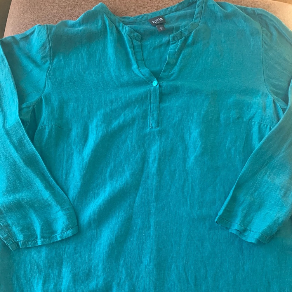 Emerald Linen Eileen Fisher tunic